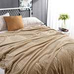 Neutral beige velvet fleece blanket complements any home decor.