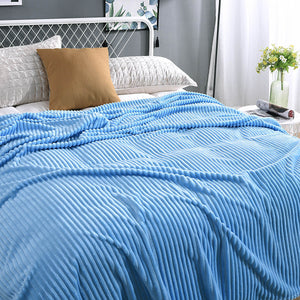 Classic blue velvet fleece blanket ideal for any bedroom style.