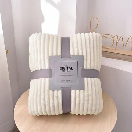 Pure white velvet fleece blanket adds brightness and softness to any room.