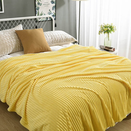 Bright yellow velvet fleece blanket brings sunshine to your home.