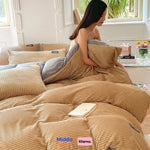 Warm beige fleece duvet cover offering cozy comfort with premium soft fleece.