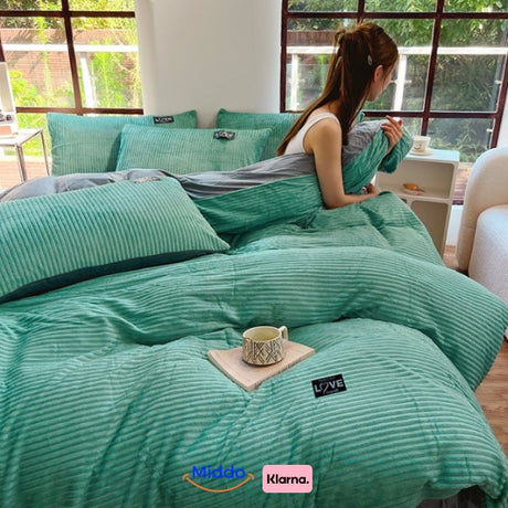 Fleece duvet cover in jade green providing ultra soft warmth for any bedroom.