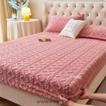 Fleece fitted sheet in soft pink color option.