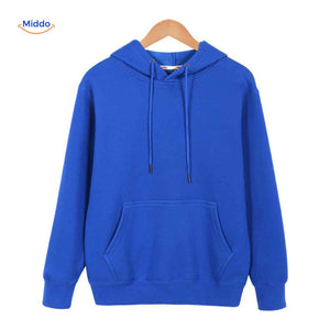 Minimalist fleece hoodie design with kangaroo pocket feature