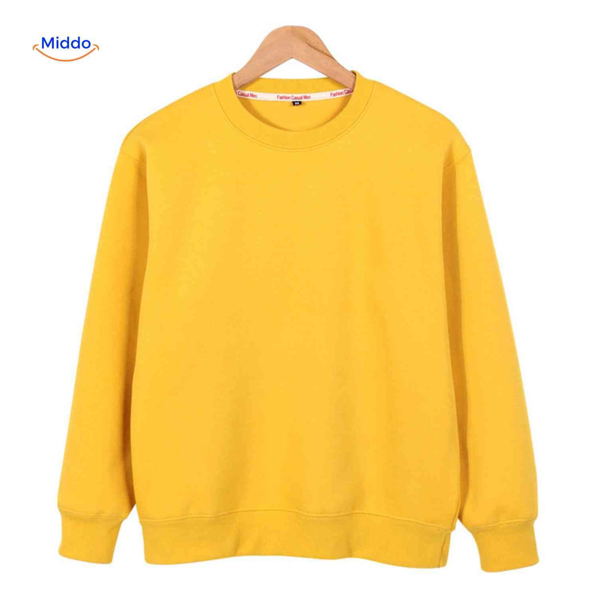 Casual fleece sweater without hood for versatile styling options