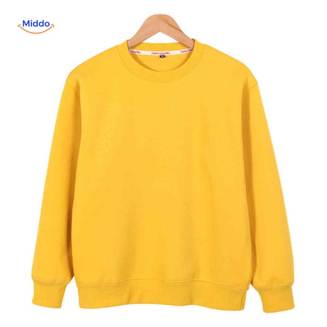 Casual fleece sweater without hood for versatile styling options