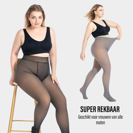 Fleece-lined tights available in plus size for extended comfort.