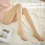 Skin-tone fleece tights creating a seamless, natural appearance.