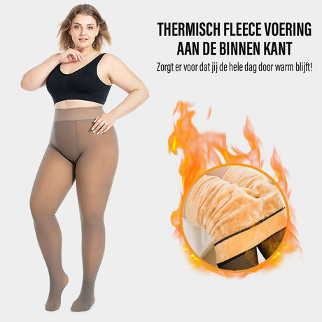 Thermal fleece-lined tights providing superior warmth on cold days.