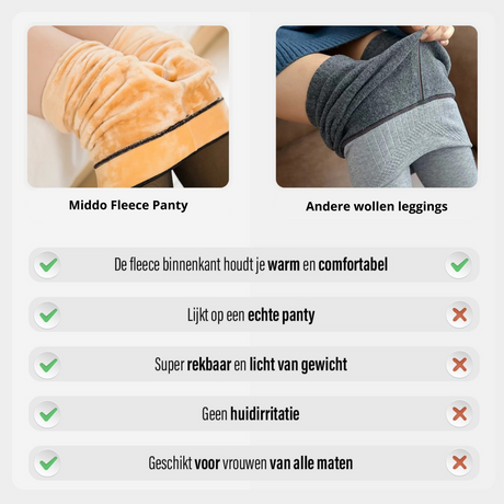 Comparison showing fleece-lined tights advantages over standard wool leggings.