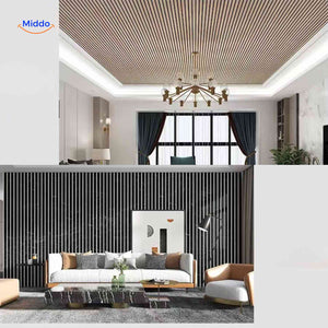 3D wood wall panel being bent to demonstrate its flexible, self-adhesive construction.