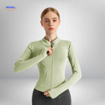 FlexiFit Pro yoga jacket in green, women's athletic sport style.