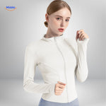 FlexiFit Pro yoga jacket in white with refined, elegant finish.