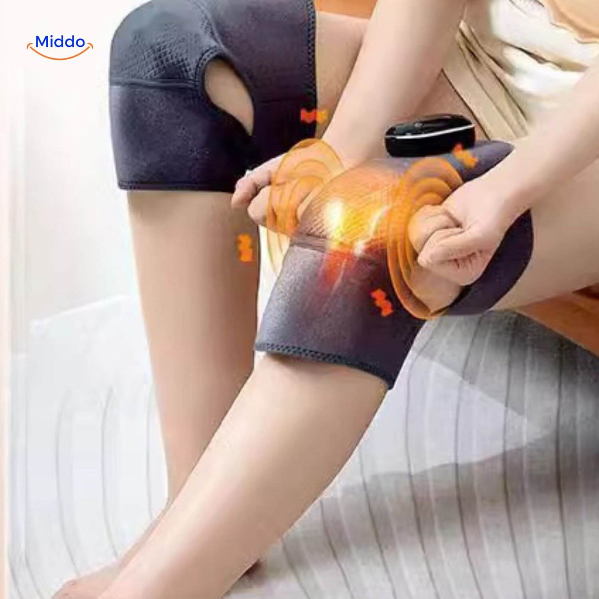 Heat therapy pad featuring FlexiHeat technology for targeted knee pain relief.
