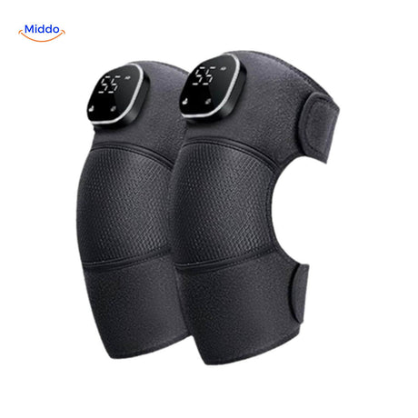 FlexiHeat heated knee massager with cordless rechargeable design for pain relief.