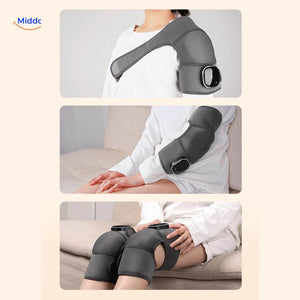 Multi-use FlexiHeat massager for knee and shoulder pain relief therapy.