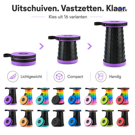 Flexistool stool fully extended with secure locking mechanism engaged and ready.