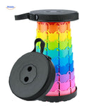 Flexistool in vibrant rainbow pattern with black trim.