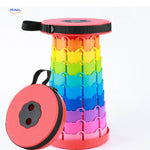 Flexistool in bright rainbow pattern with red accent.