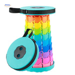 Flexistool in multi-color rainbow design with turquoise highlights.