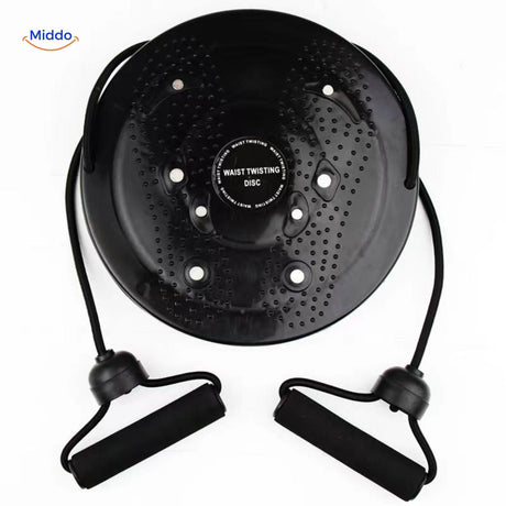 FlexiTwist magnetic waist fitness device combining massage therapy and body sculpting.