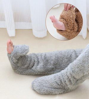 Close-up of FluffSoks non-slip grip sole for secure traction and safety.