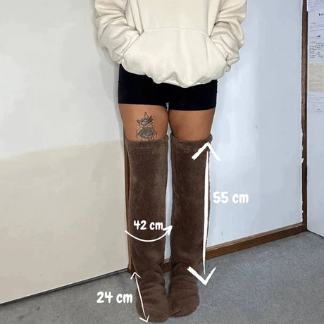 FluffSoks knee-high sock size and fit measurement reference guide.