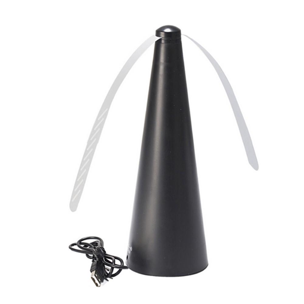 Black Fly Fan insect repeller with USB cable for wireless charging.
