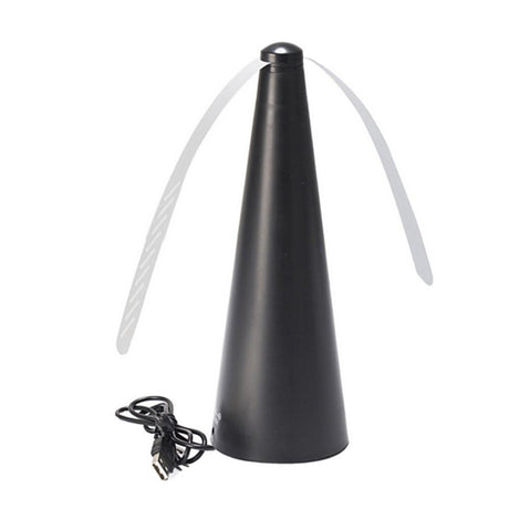 Black Fly Fan insect repeller with USB cable for wireless charging.