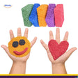 Foam clay hand-molded shapes including smiley face and heart designs.