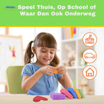 Child playing with foam clay modeling kit for creative play at home and school.