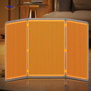 Compact foldable infrared warmer for convenient portable heating.