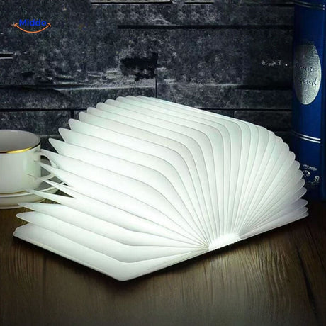 Foldable desk lamp in book shape with bright three-color LED lighting