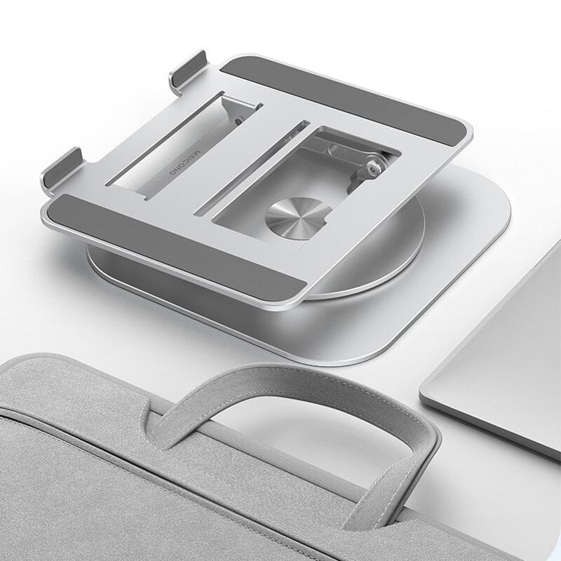 Compact foldable laptop stand for travel and portable workspace solutions.