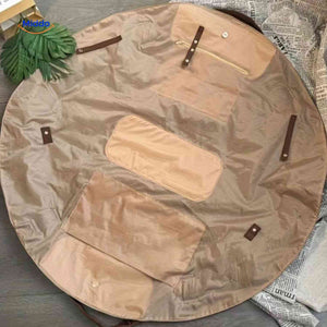 Foldable round organizer measuring 96 centimeters with storage compartments.