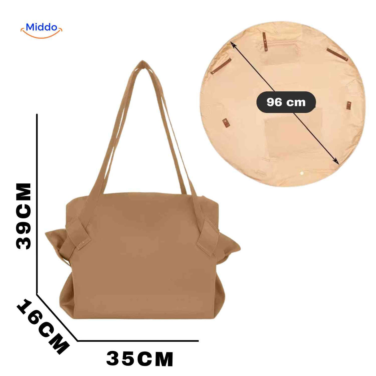 Foldable women's shoulder bag with large spacious capacity inside.