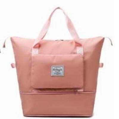 Blue lightweight waterproof travel tote with expandable capacity and oxford fabric.