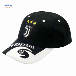 Soccer cap with embroidered team logo, durable and adjustable.