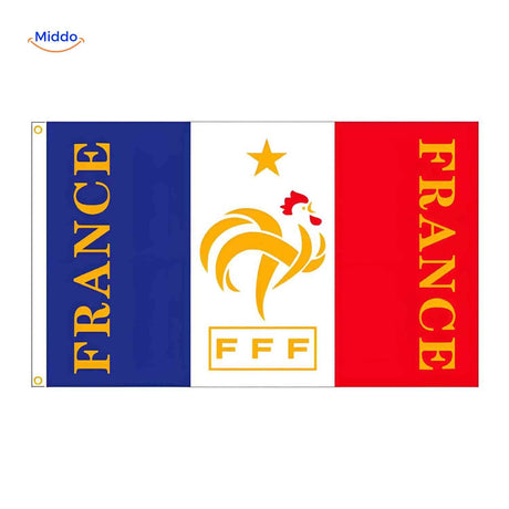 France FFF football team flag featuring national federation logo and colors.