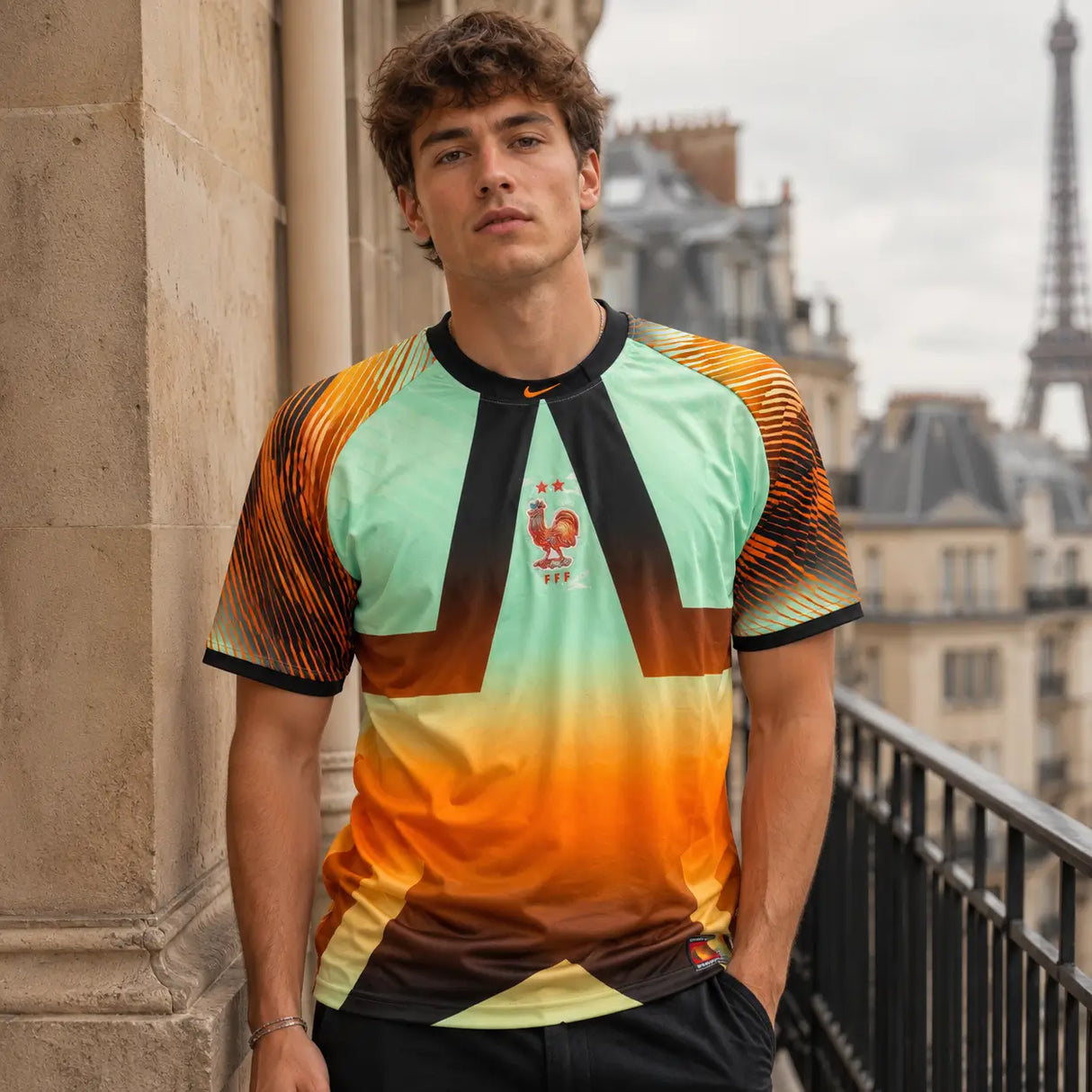 France World Cup 2026 jersey combining green and orange colors.