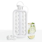 FrostyBalls transparent water bottle with ice balls and lime slice.