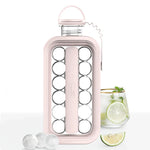 FrostyBalls pink water bottle with ice and fresh lime garnish.