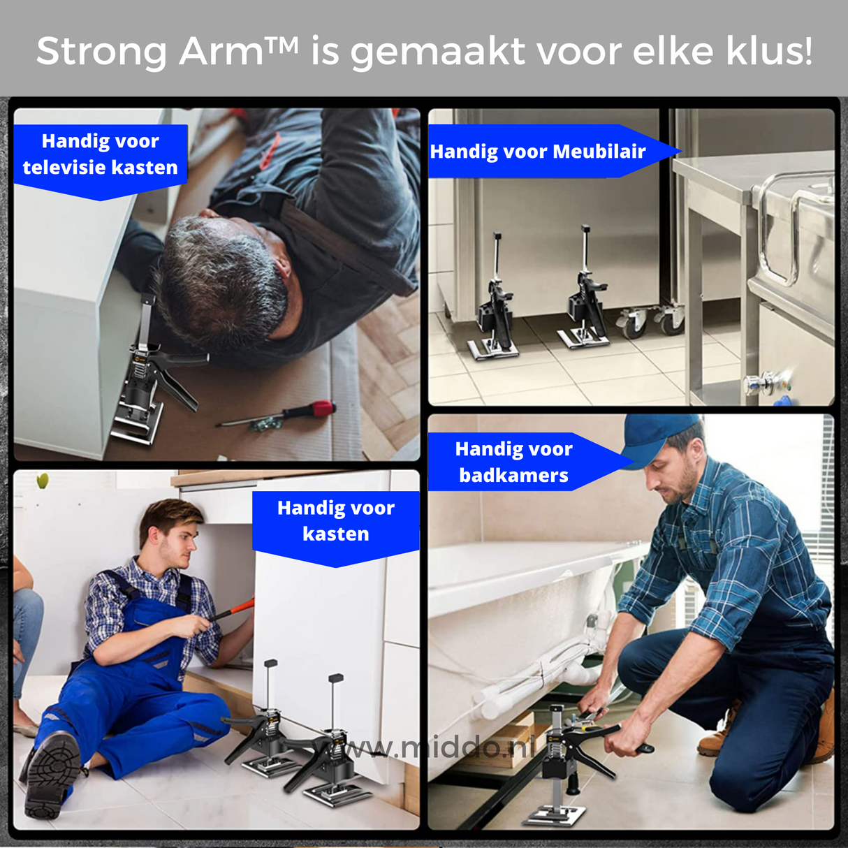 Lifting tool demonstrates moving heavy furniture safely and efficiently.