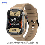 Galaxy Armor Pro in khaki limited edition, rugged smartwatch with 30-day battery for iOS Android.