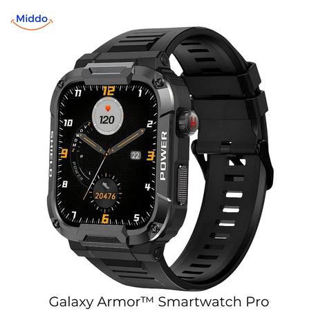 Galaxy Armor Pro in black, durable smartwatch with advanced features and rugged build.