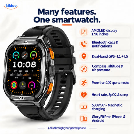 Galaxy Armor X5 features: AMOLED, GPS, calls, tracking and magnetic charging