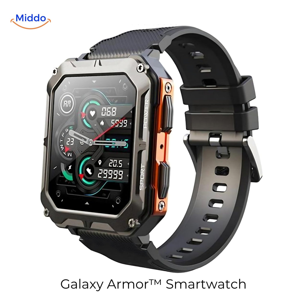 Previous Galaxy Armor with black and orange silicone band, sold out