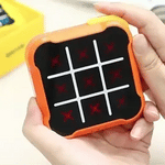 Handheld portable tic-tac-toe board game with compact easy-carry design