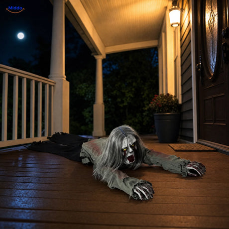 GhostEcho™ Long-Haired Crawling Ghost | Voice-Activated Halloween Fright - hero