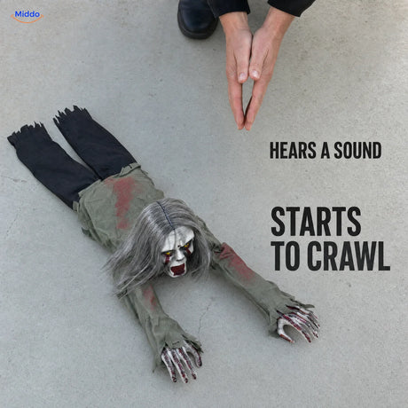 GhostEcho™ Long-Haired Crawling Ghost | Voice-Activated Halloween Fright - usage